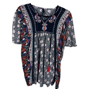 Etc. medium women’s top bohemian festival whimsigoth   feminine colorful comfy